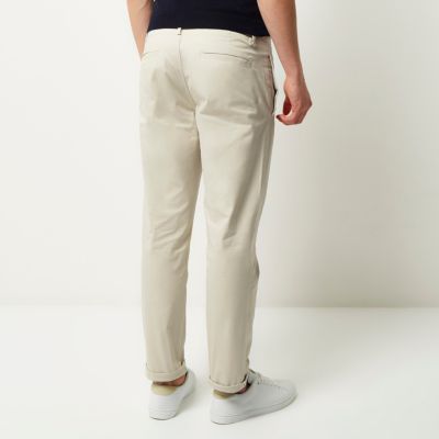Grey stretch cropped slim chino trousers